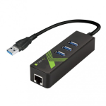 Adattatore Convertitore Techly USB3.0 Ethernet Gigabit con Hub 3 porte